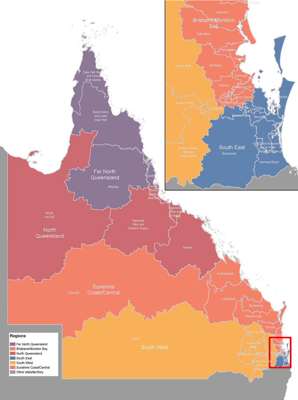 Child Safety Service Centres regional map